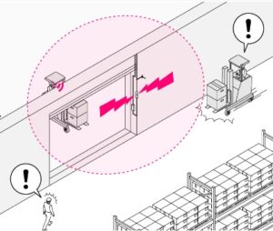 警報装置でフォークリフトとの接触を防ぐ！